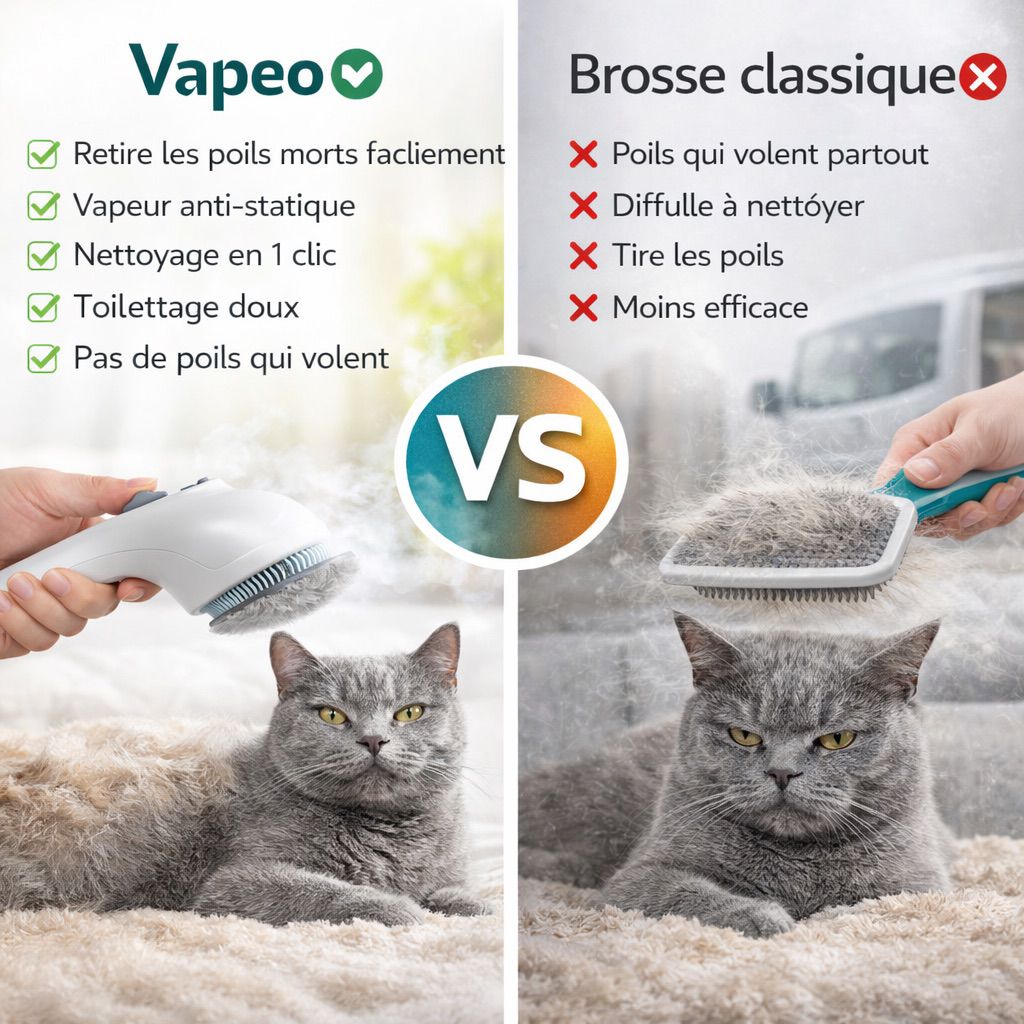 Vapeo - Brosse vapeur Anti-poils